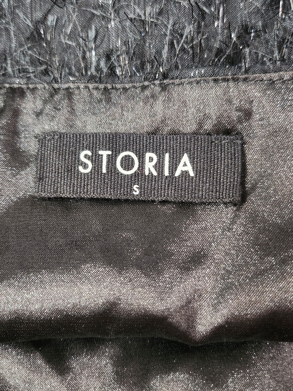 Black Spaghetti Strap Metalic Shift Dress by Storia - Picture 6 of 8